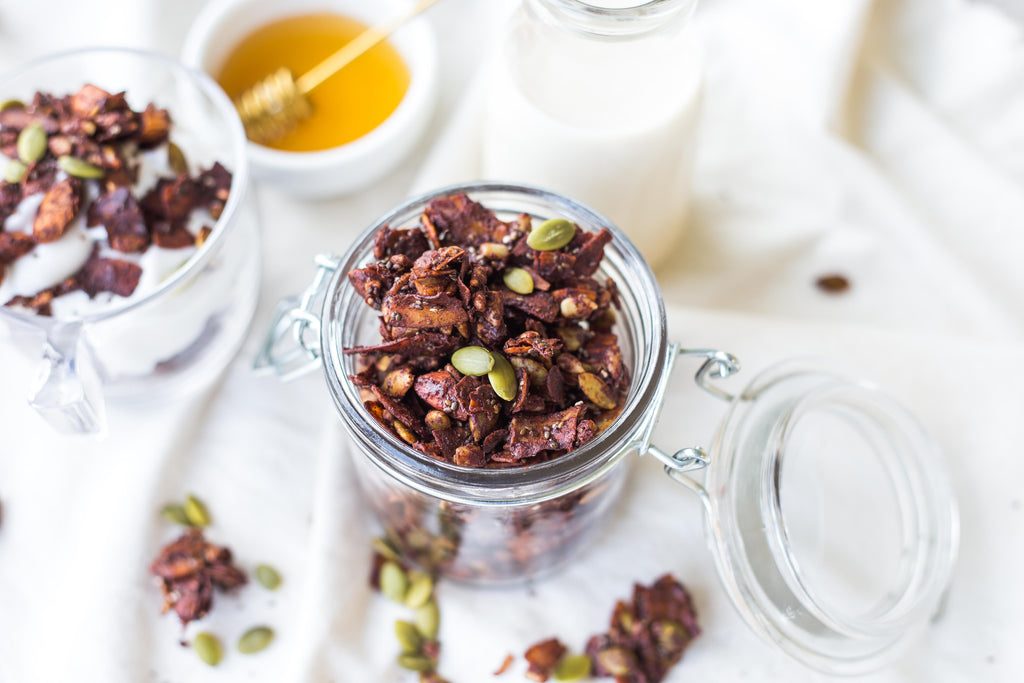 Spiced Cacao Granola Recipe Naked Paleo Blog Healthy Bars and Mylk Infusion Latte Powders