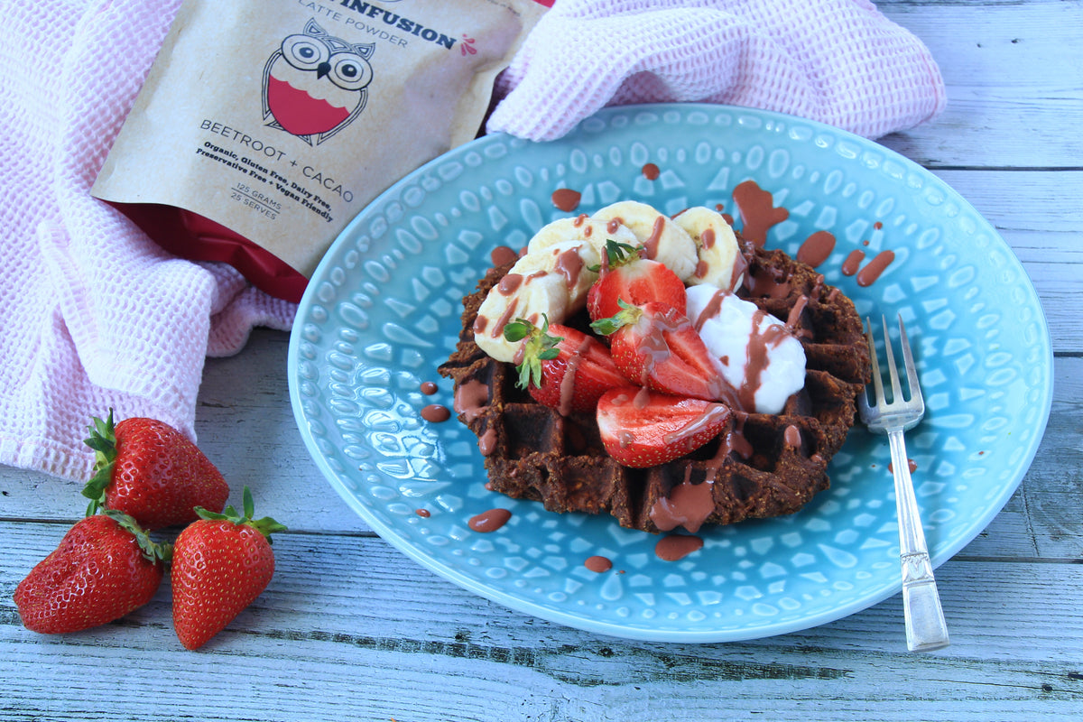 Naked Paleo Blog Recipe Sweet Potato Chocolate Waffles Dasha by The Peckish Girl