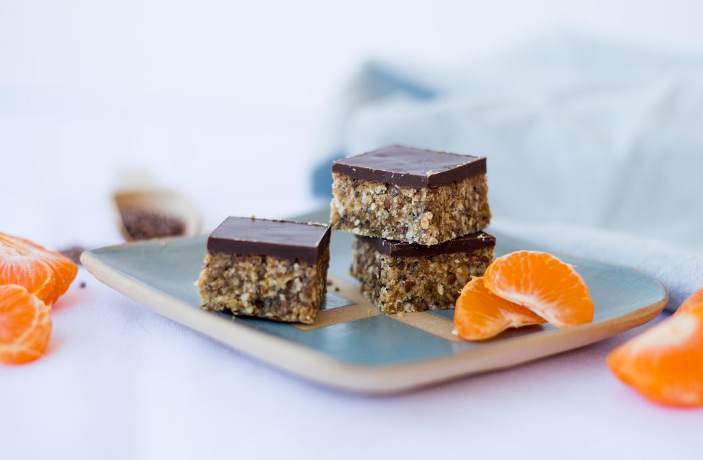 Naked Paleo Recipe Orange and Cardamom Slice Blog Bars Mylk Infusions Healthy Snacks Treats