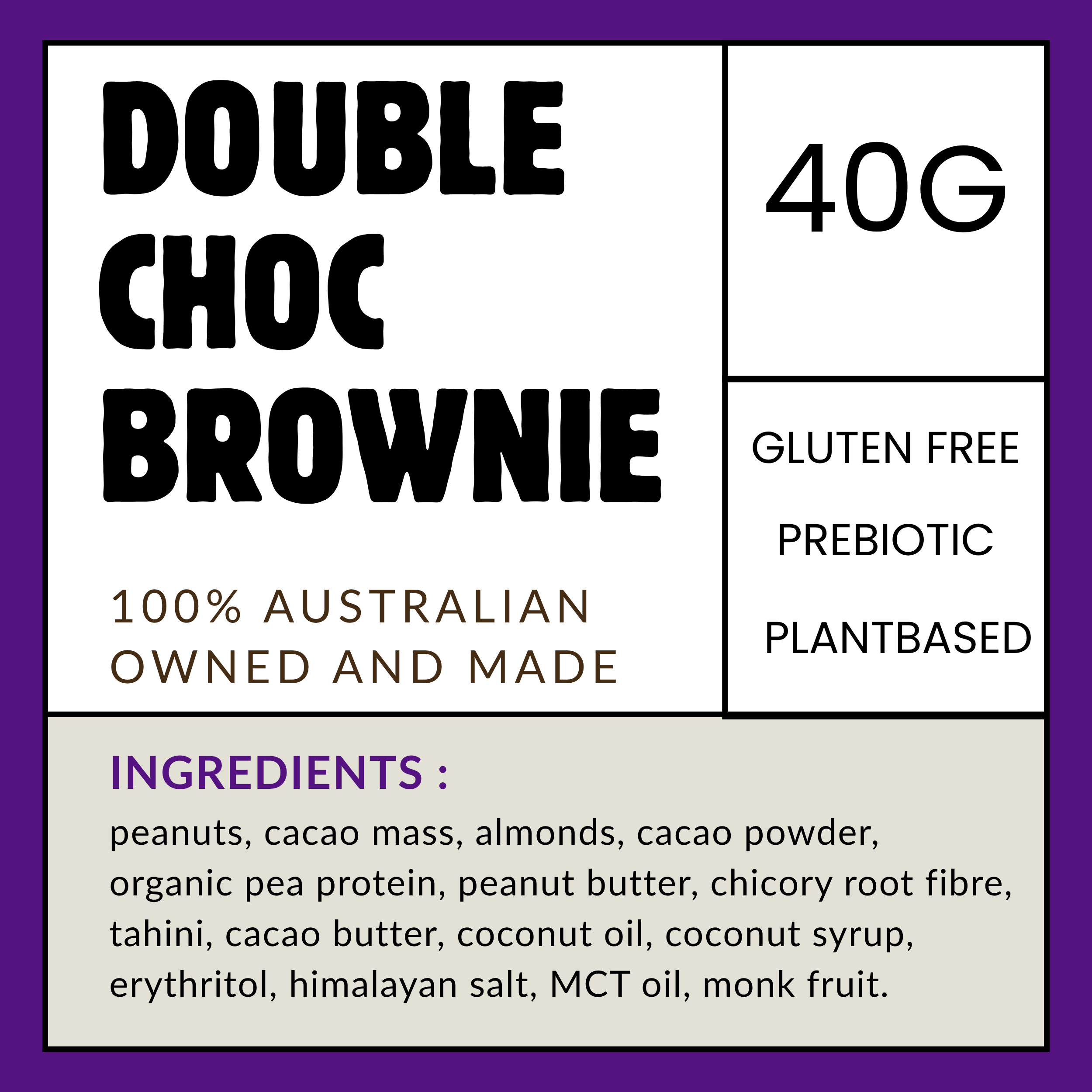 Double Choc Brownie Snack Keto Bar (Box of 15 x 40g)